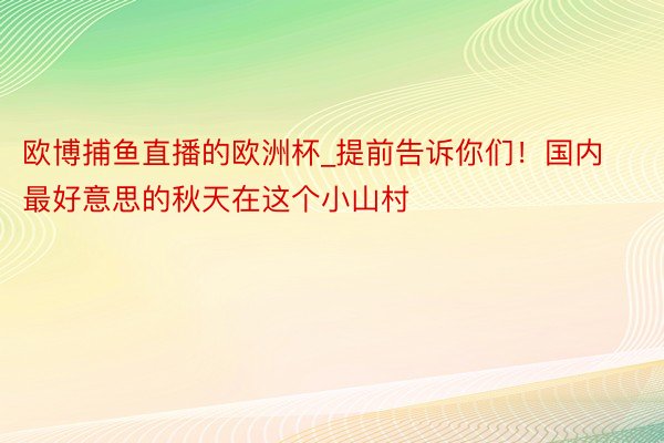 欧博捕鱼直播的欧洲杯_提前告诉你们!国内最好意思的秋天在这个小山村